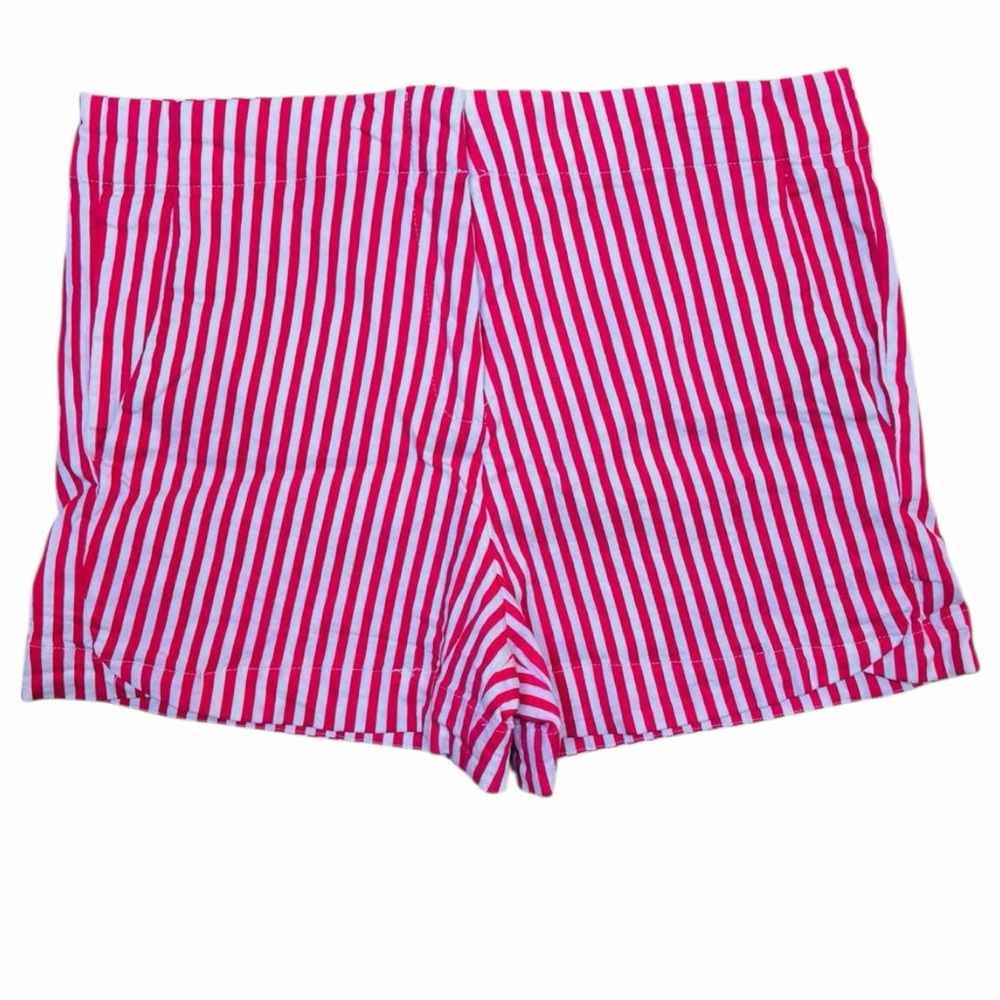Peach Love California Pink Striped High Waist Shorts
